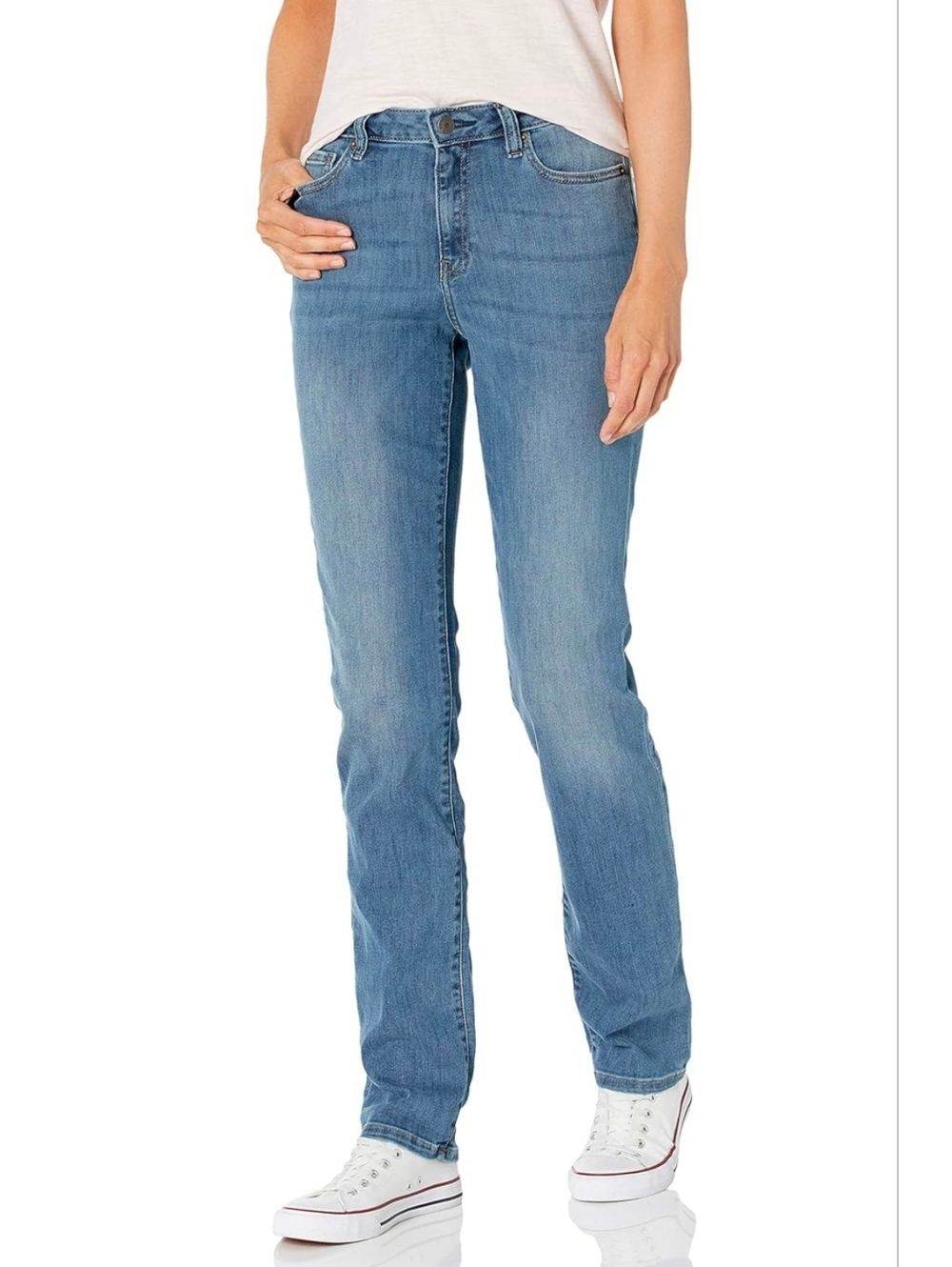Amazon Essentials 8 Long Women's Mid Rise Slim Straight Jean Medium Wash
